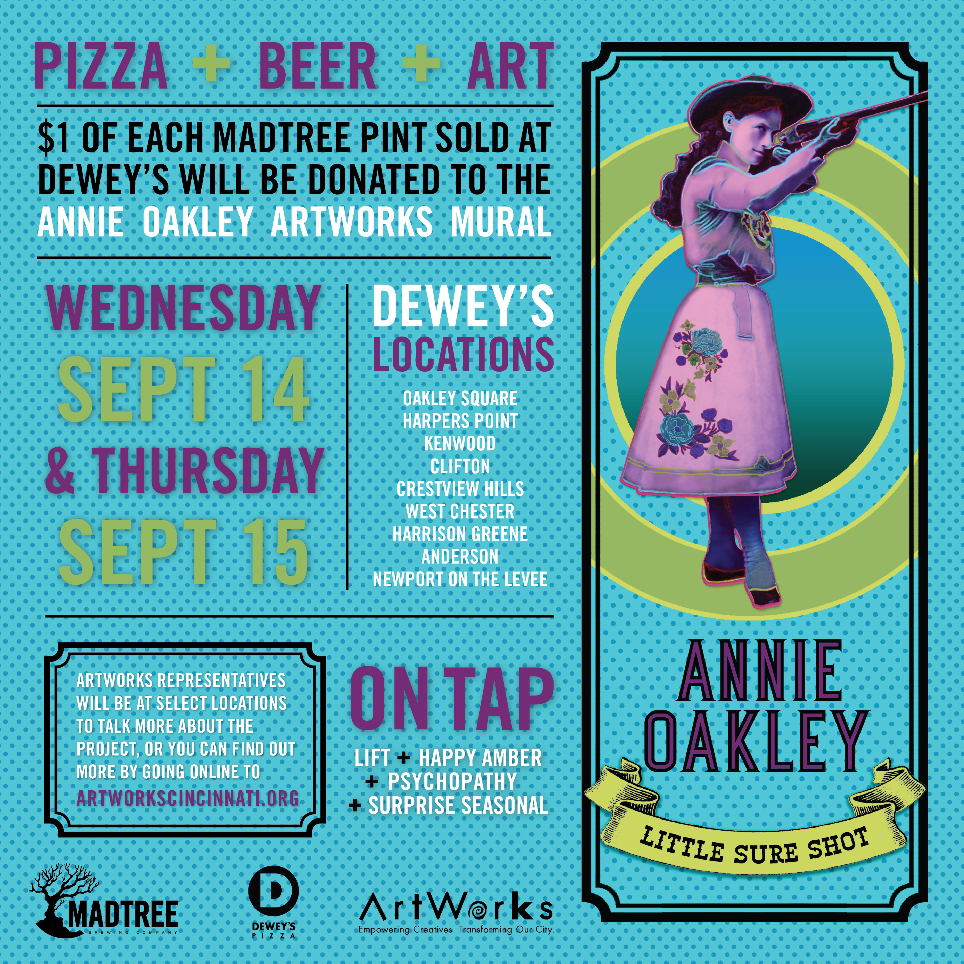 MadTree Tap Takeover at Dewey's to benefit ArtWorks